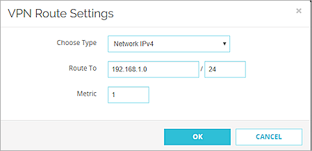 Screen shot of the VPN Route Settings